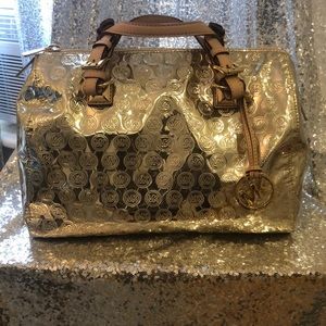 Michael kors gold metallic bag